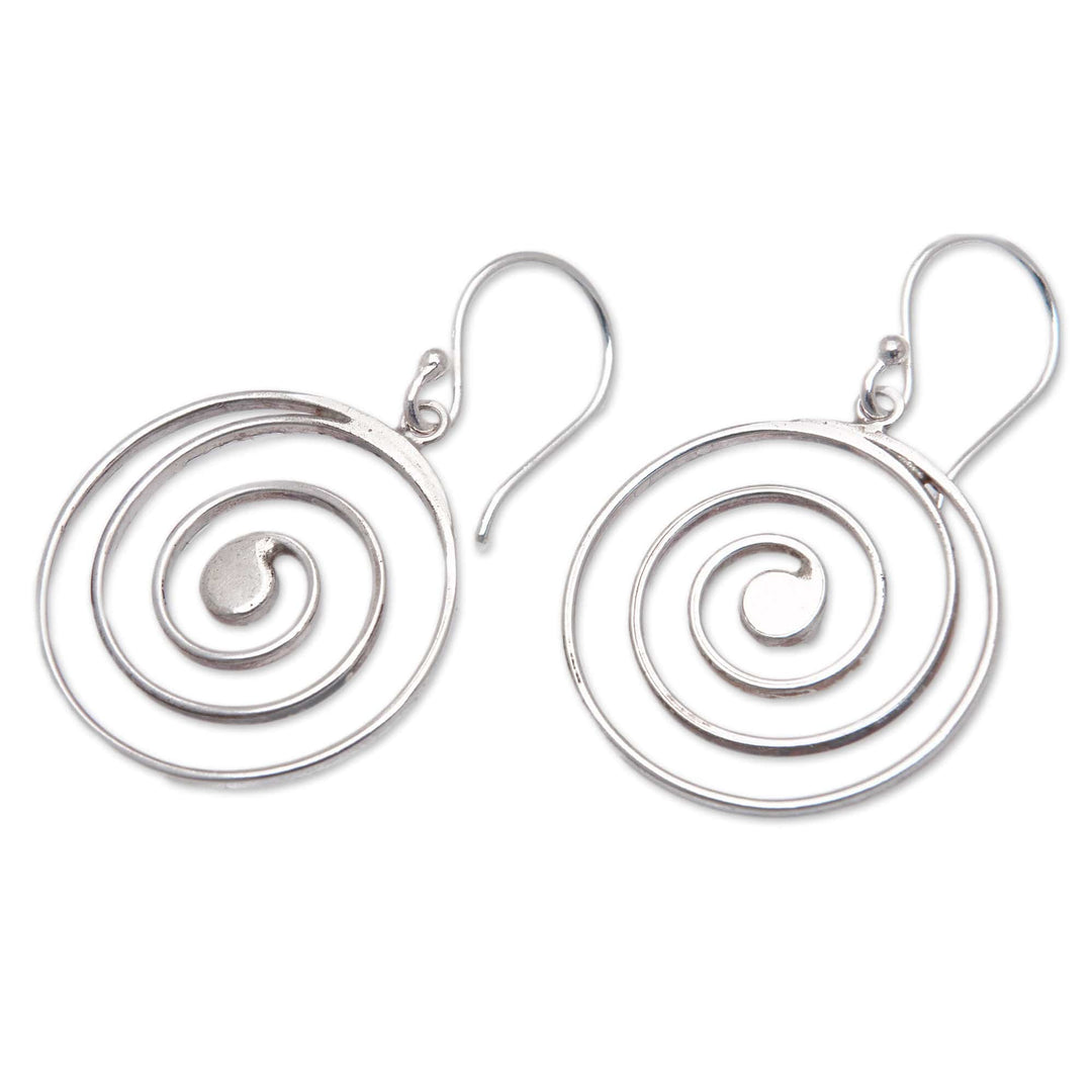 Polished Classic Spiral Sterling Silver Dangle Earrings - Classic Spirals