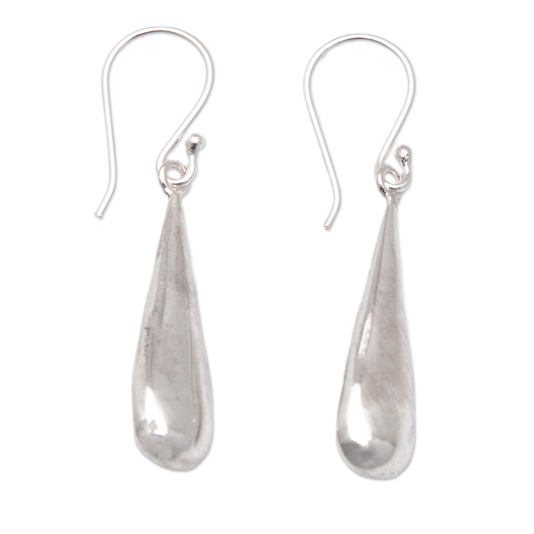 High-Polished Drop-Shaped Sterling Silver Dangle Earrings - Blessed Girl