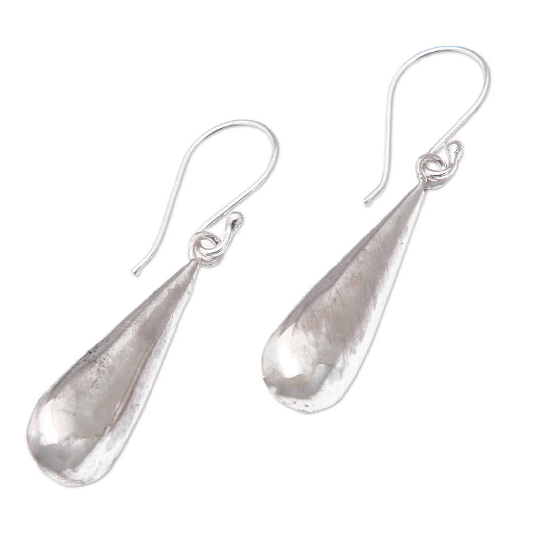 High-Polished Drop-Shaped Sterling Silver Dangle Earrings - Blessed Girl