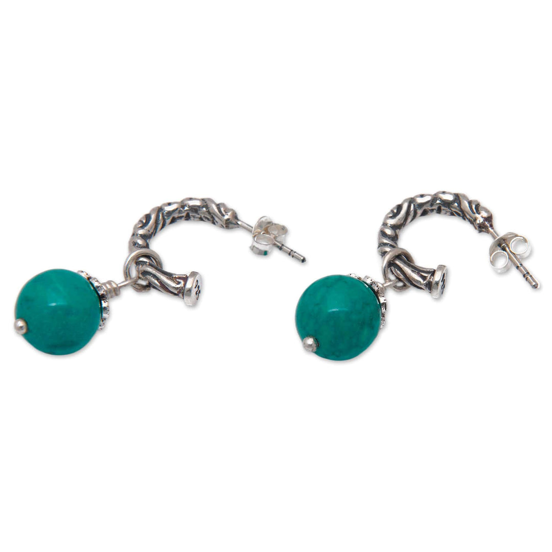 Classic Reconstituted Turquoise Half-Hoop Dangle Earrings - Heal the World