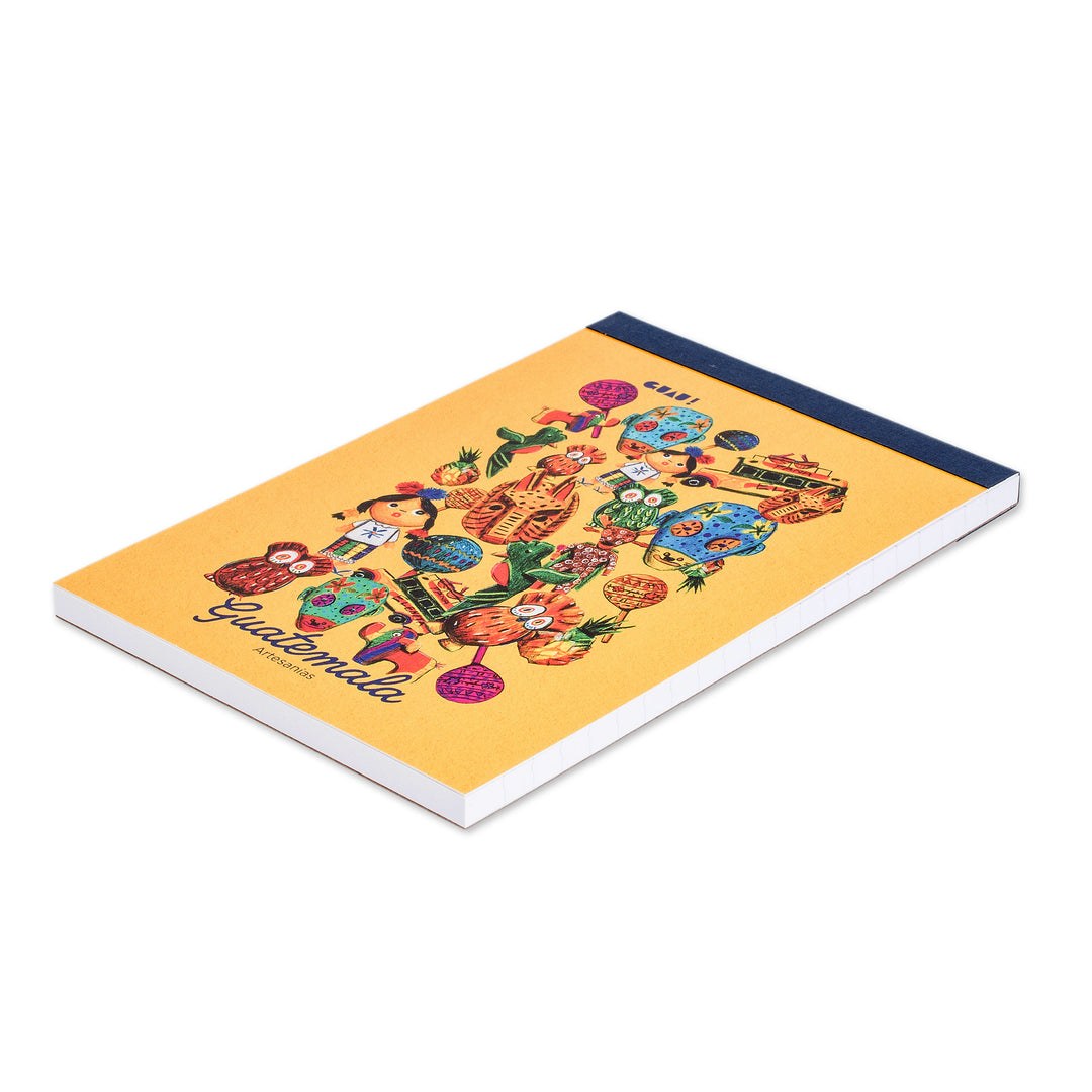 Folk Art-Themed 60-Page Paper Notepad from Guatemala - The Art in Guatemala