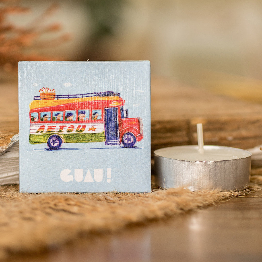 Inspirational Chicken Bus-Themed Colorful Paper Magnet - Folk Marvel
