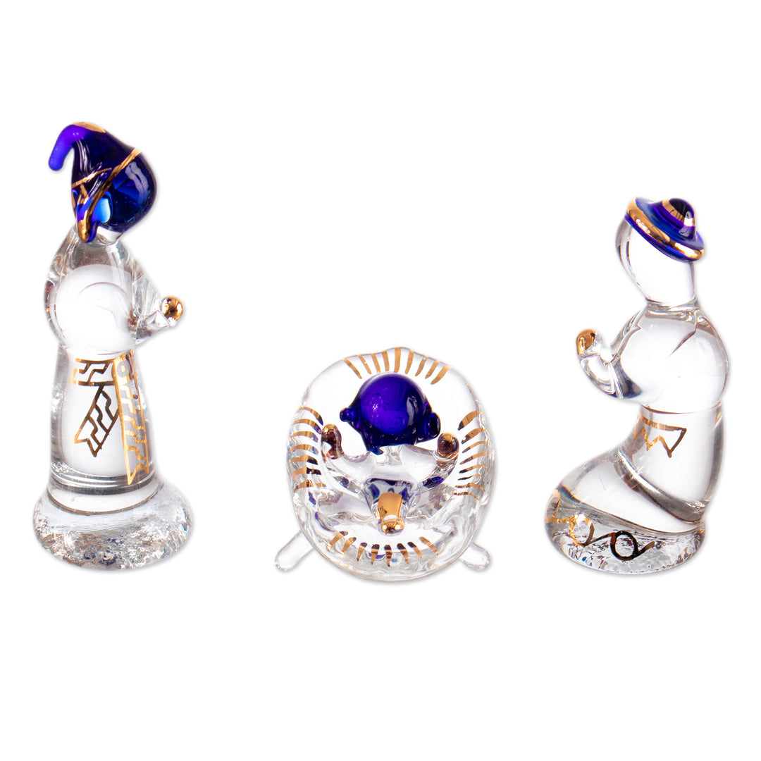 Handblown Gilded Glass Andean Nativity Scene (4-Piece Set) - Beautiful Christmas