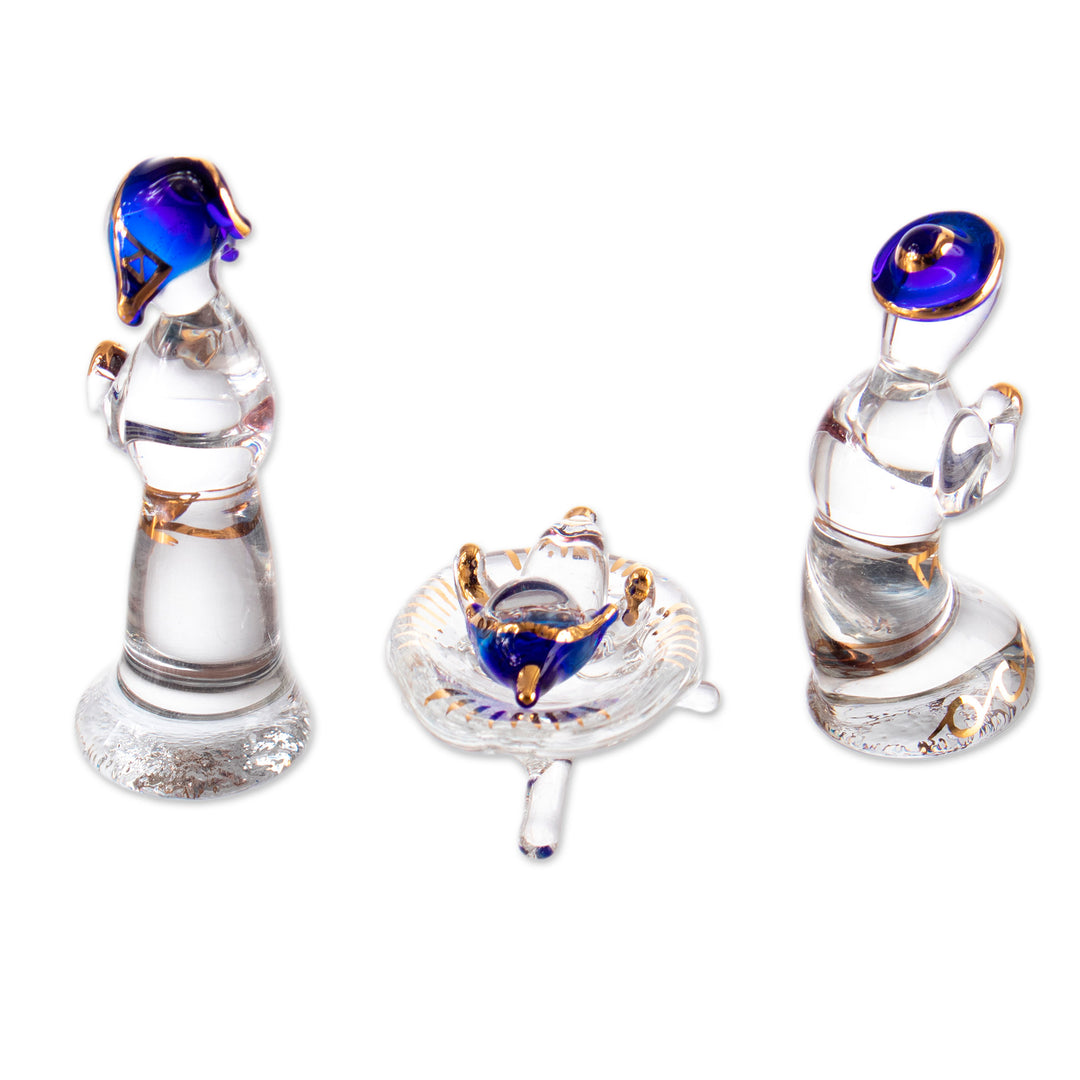 Handblown Gilded Glass Andean Nativity Scene (4-Piece Set) - Beautiful Christmas