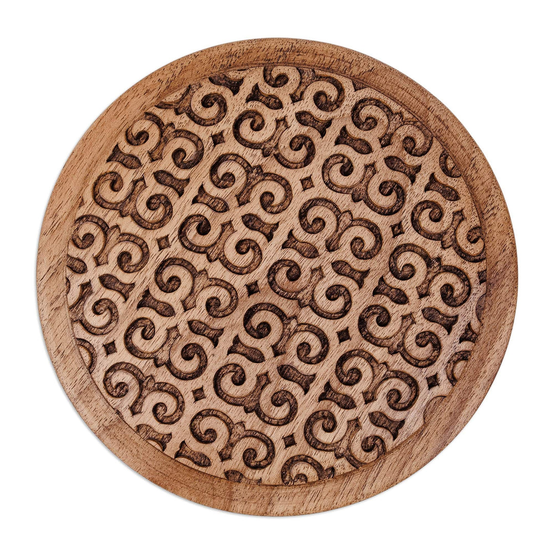 Traditional Hand-Carved Patterned Walnut Wood Jewelry Box - Palace Homage