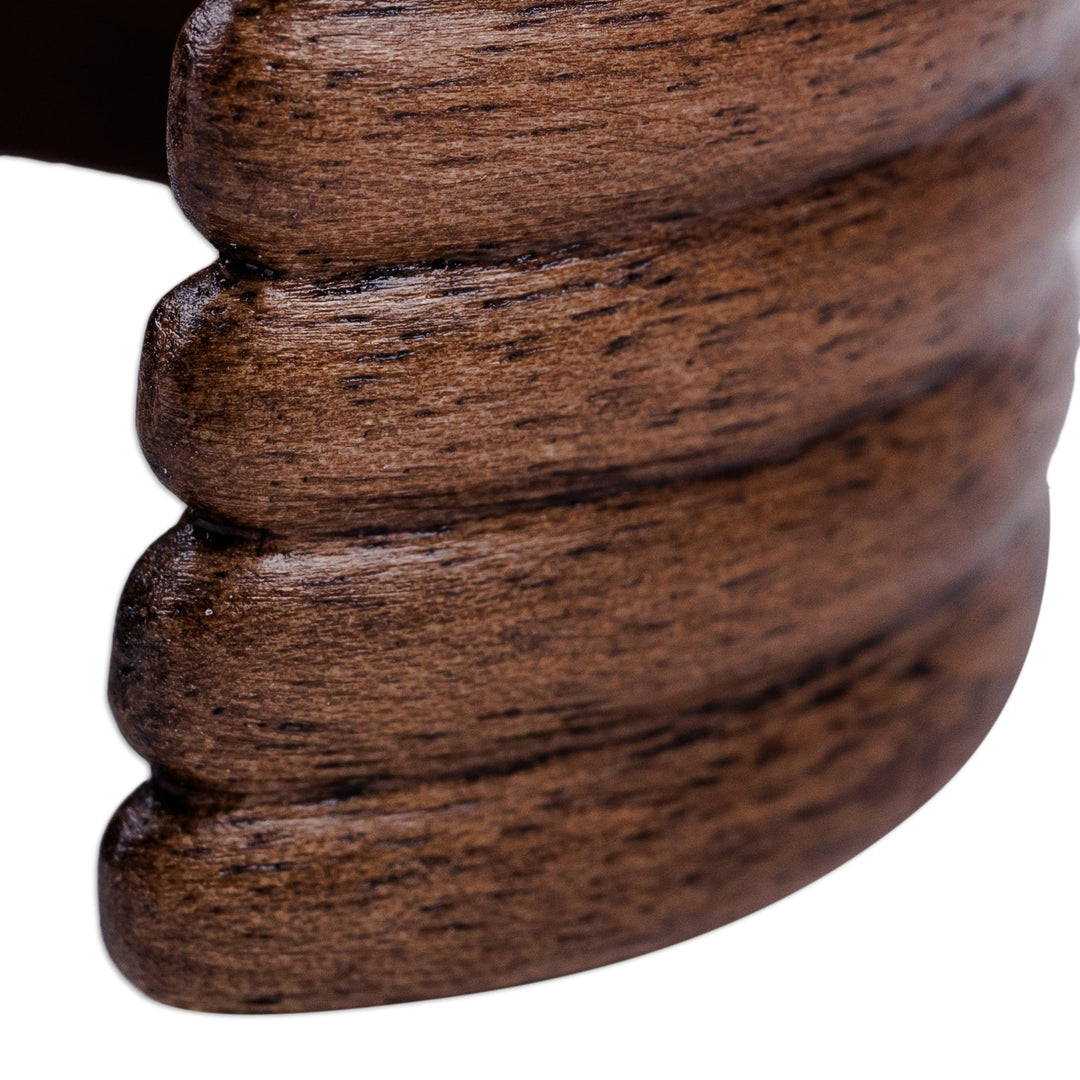 Handmade Striped Walnut Wood Cuff Bracelet from Kazakhstan - Sylvan Mark