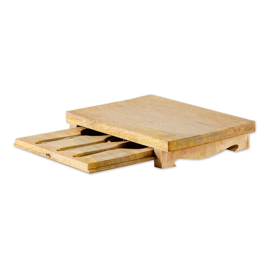 Wooden Charcuterie Board with Stainless Steel Cheese Knives - Charcuterie Cravings