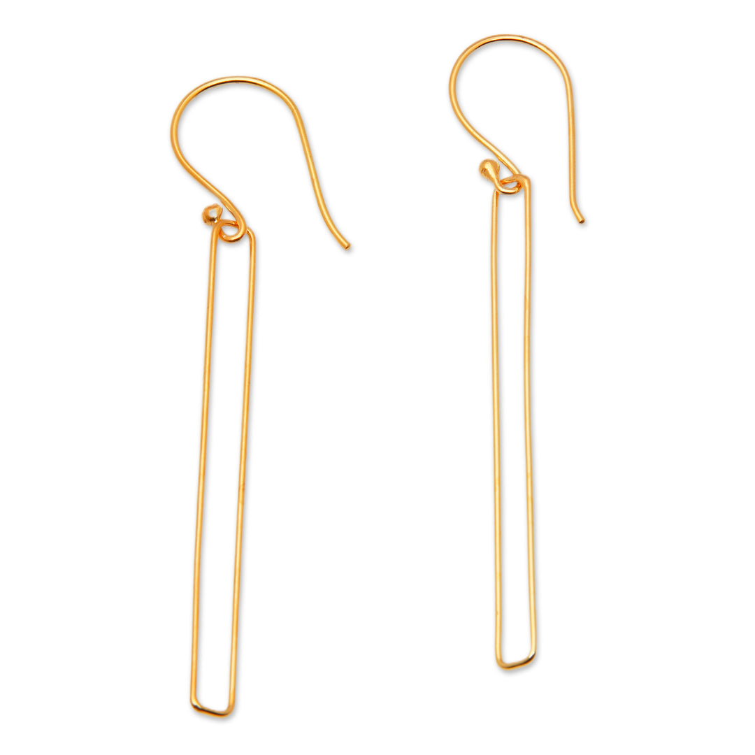 Modern Geometric 18k Gold-Plated Brass Dangle Earrings - Minimalist Triumph