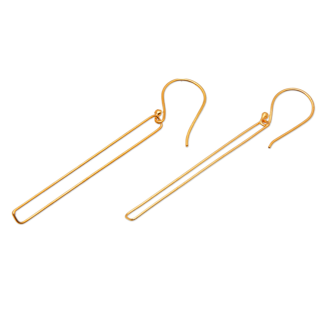 Modern Geometric 18k Gold-Plated Brass Dangle Earrings - Minimalist Triumph