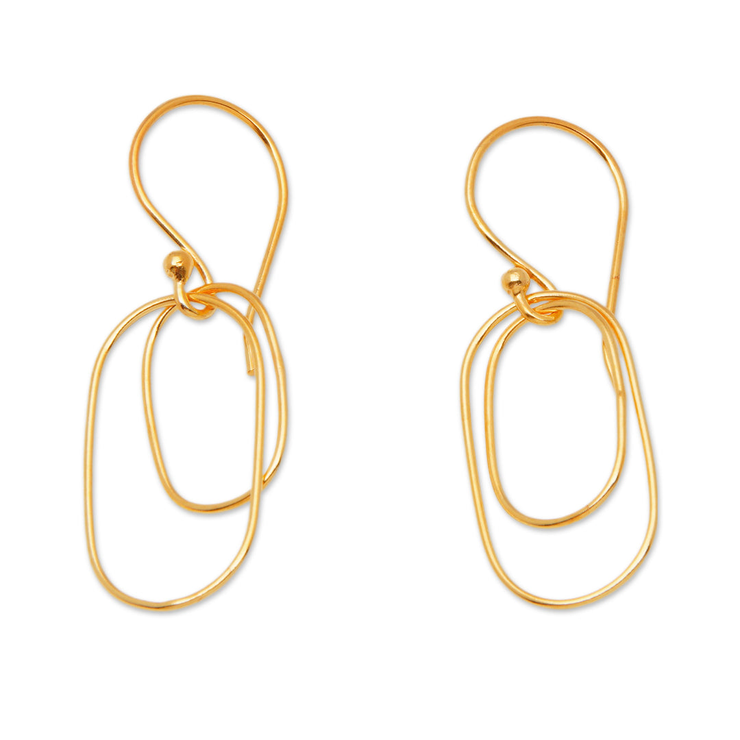 Abstract Geometric 18k Gold-Plated Brass Dangle Earrings - Double Abstract