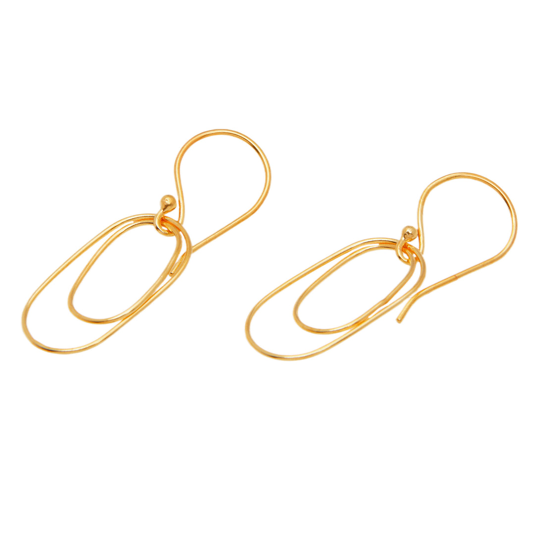Abstract Geometric 18k Gold-Plated Brass Dangle Earrings - Double Abstract