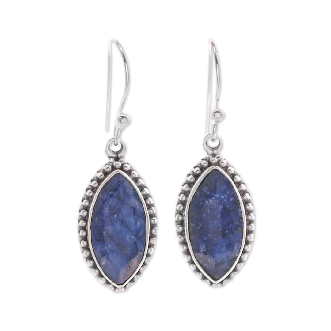 Five-Carat Marquise-Shaped Blue Sillimanite Dangle Earrings - Victorious Blue