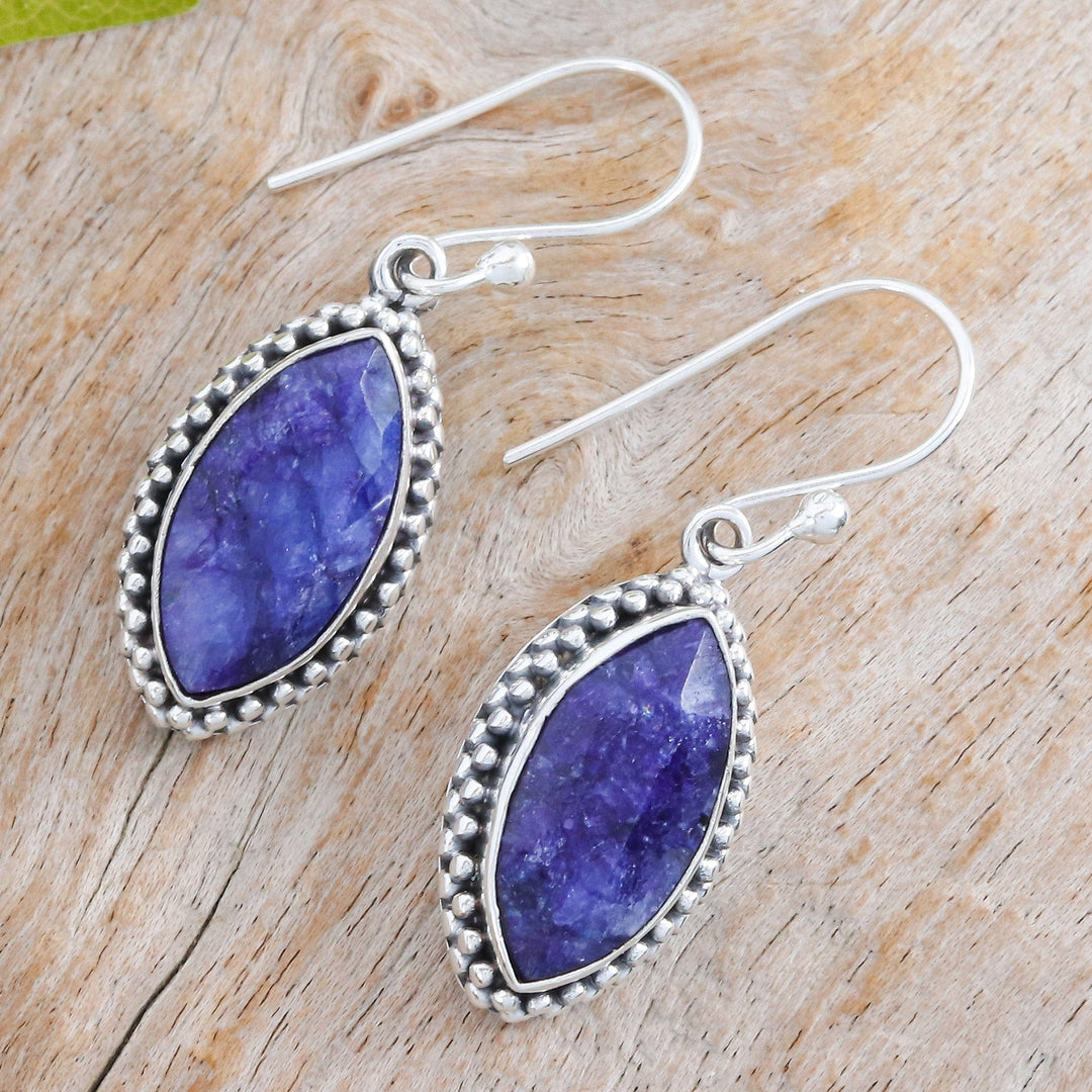 Five-Carat Marquise-Shaped Blue Sillimanite Dangle Earrings - Victorious Blue