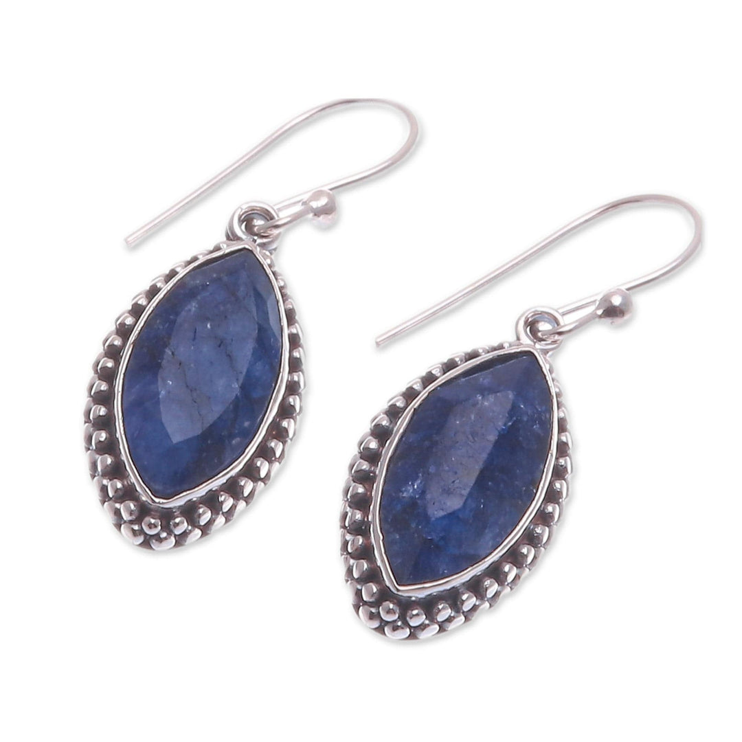 Five-Carat Marquise-Shaped Blue Sillimanite Dangle Earrings - Victorious Blue