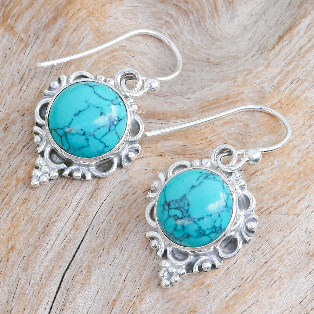 Polished Classic Reconstituted Turquoise Dangle Earrings - The Lagoon Princess