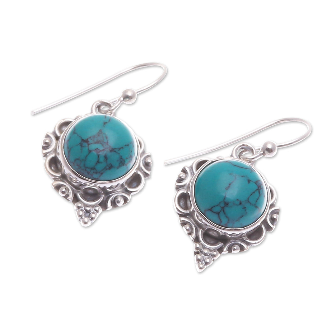 Polished Classic Reconstituted Turquoise Dangle Earrings - The Lagoon Princess