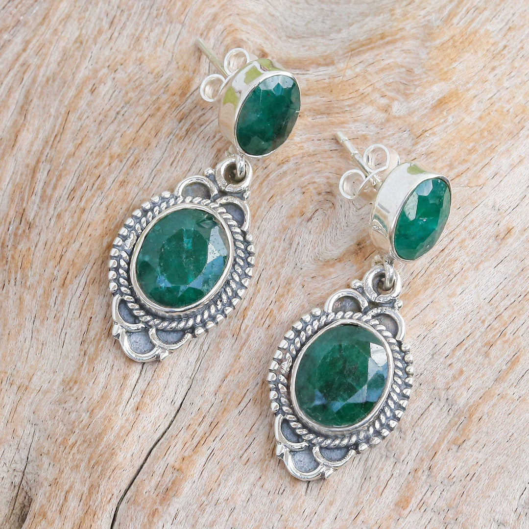 Classic 5-Carat Green Sillimanite Dangle Earrings - Antique Fortune