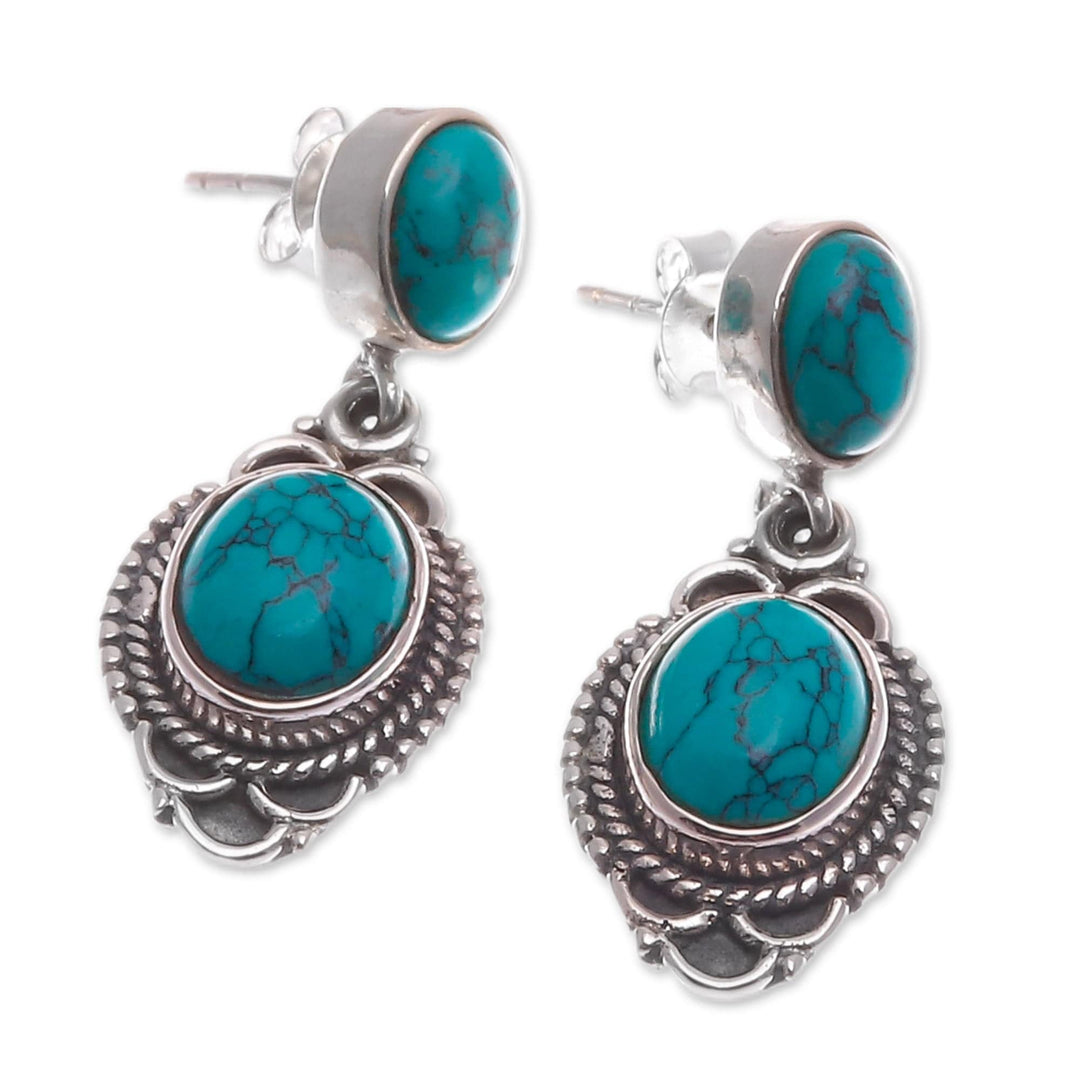 Polished Classic Reconstituted Turquoise Dangle Earrings - Antique Lagoon