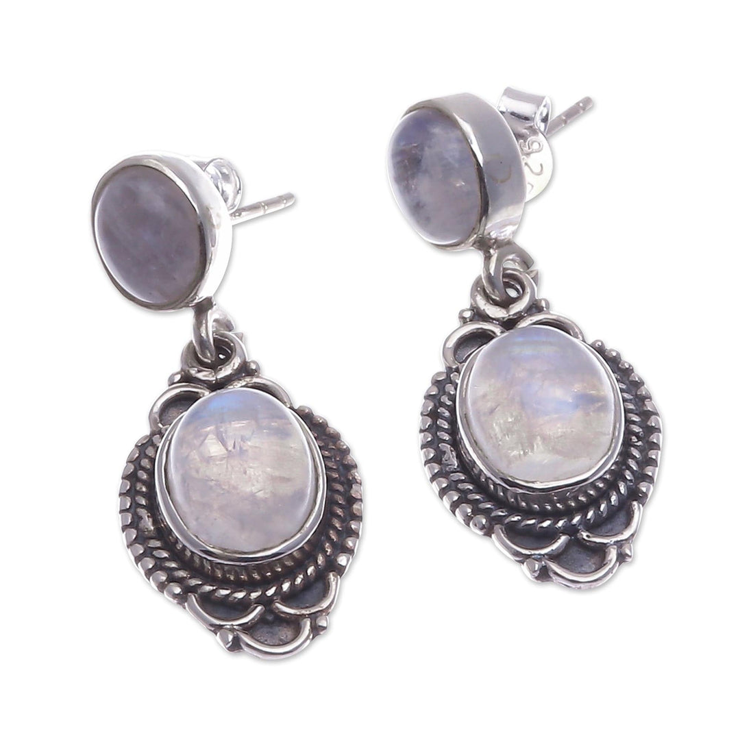 Polished Classic Rainbow Moonstone Dangle Earrings - Antique Elysium