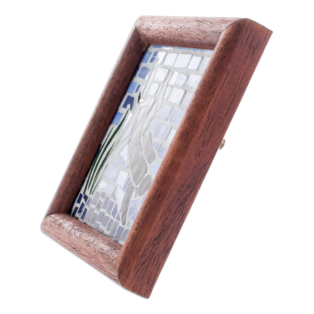 Scuba Diver-Themed Teak Wood and Glass Mosaic Wall Accent - Ultramarine Mosaic
