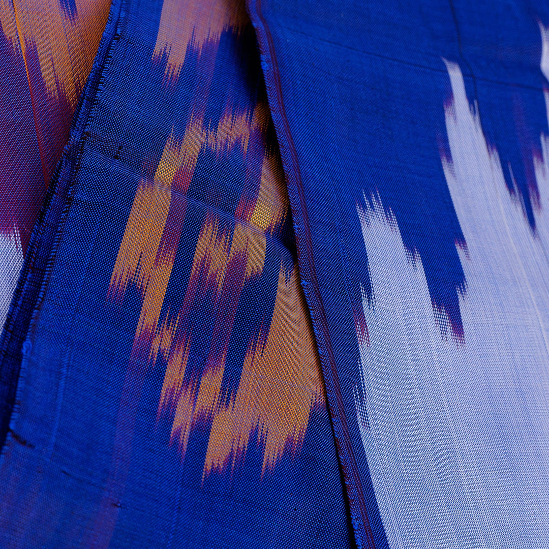 Handwoven Ikat Patterned Purple and Blue Silk Scarf - Royal Twilight