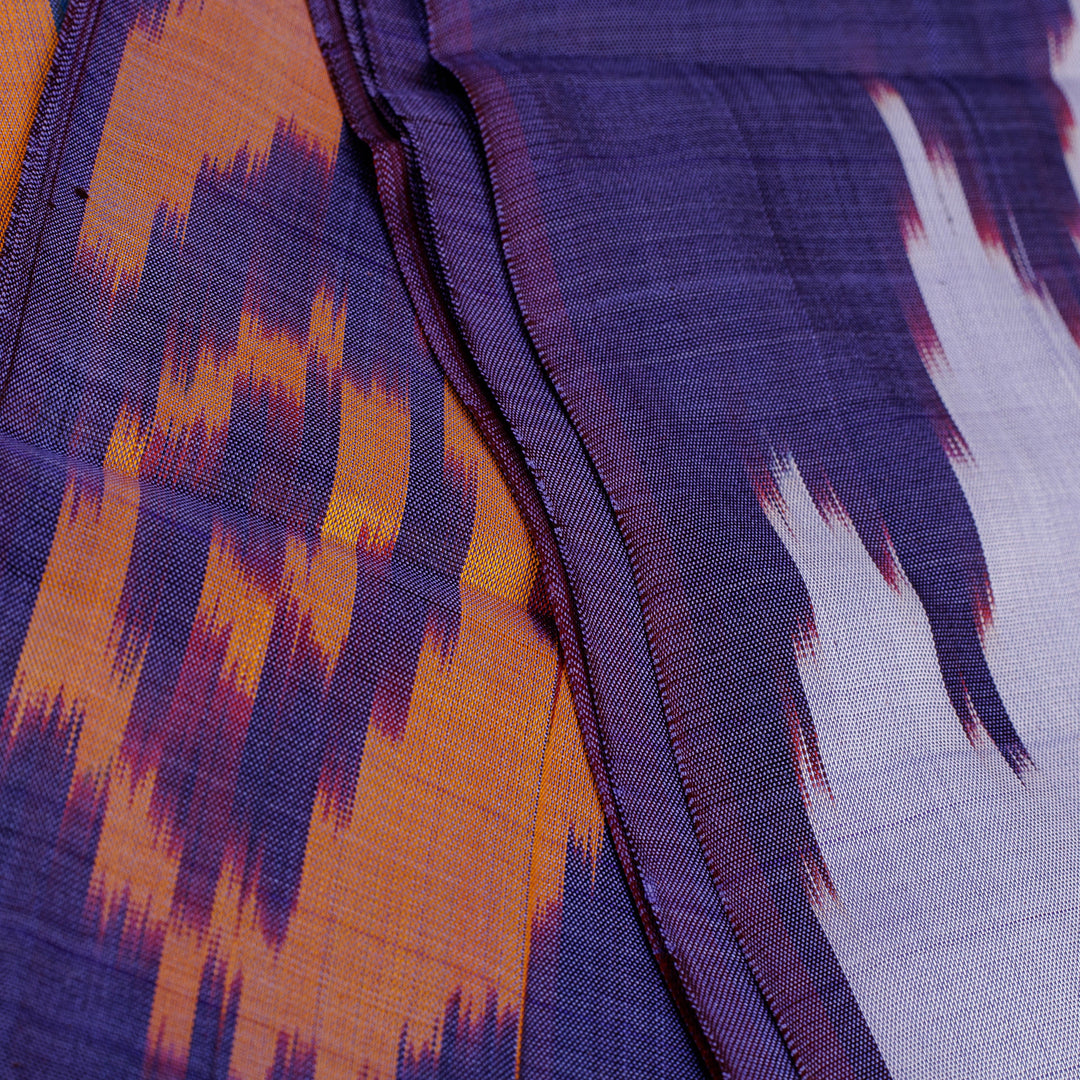 Handwoven Ikat Patterned Purple and Fuchsia Silk Scarf - Royal Fantasy
