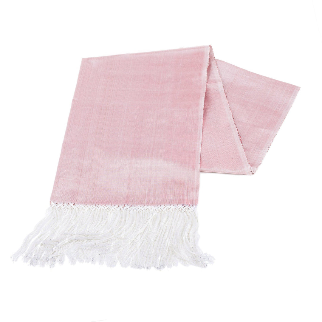 Handwoven Soft Pink 100% Silk Scarf with Fringes - The Pink Dame