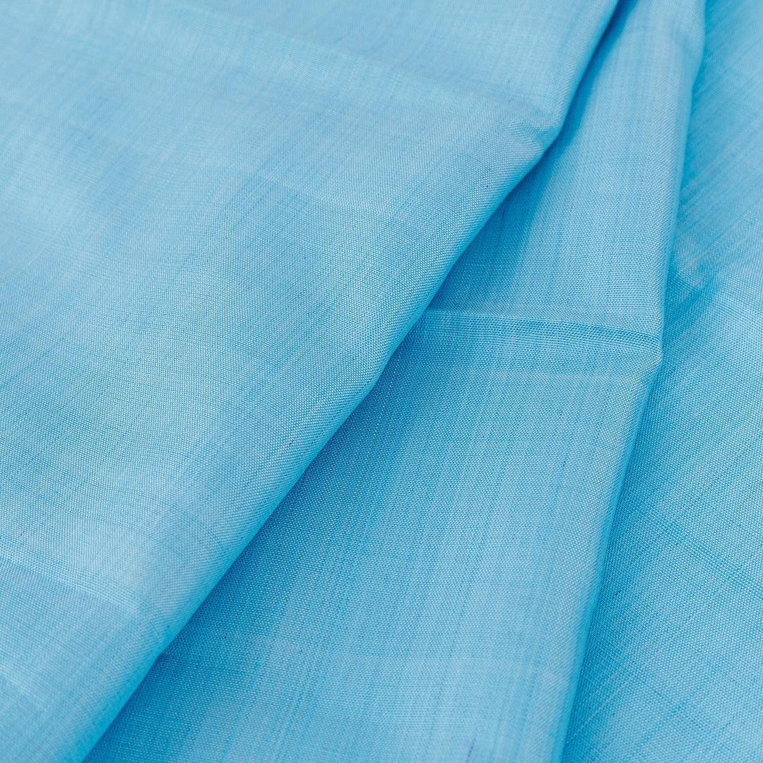 Handwoven Soft Blue 100% Silk Scarf with Fringes - The Blue Dame