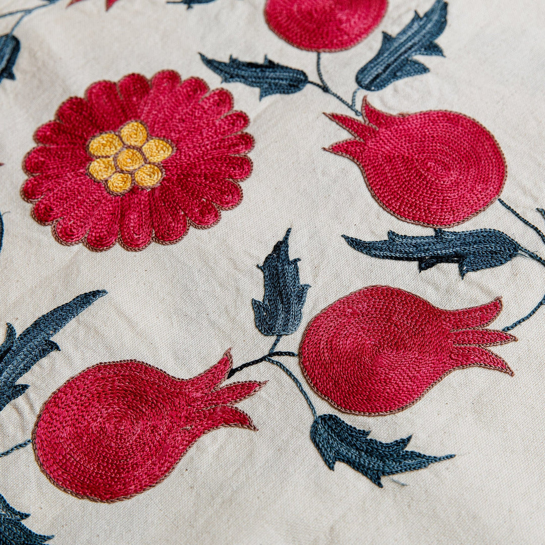 Embroidered Pomegranate-Themed Cotton Table Runner - Pomegranates