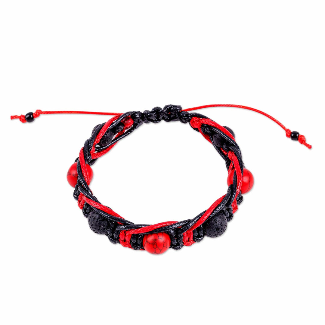 Opal Vulcanite Stone Beaded Macrame Shambhala Style Bracelet - Shambhala Charm