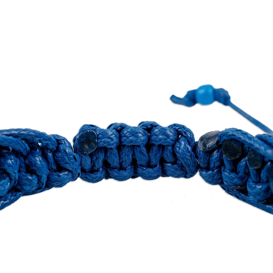 Handmade Blue Agate Beaded Macrame Shambhala Style Bracelet - Shambhala Flair