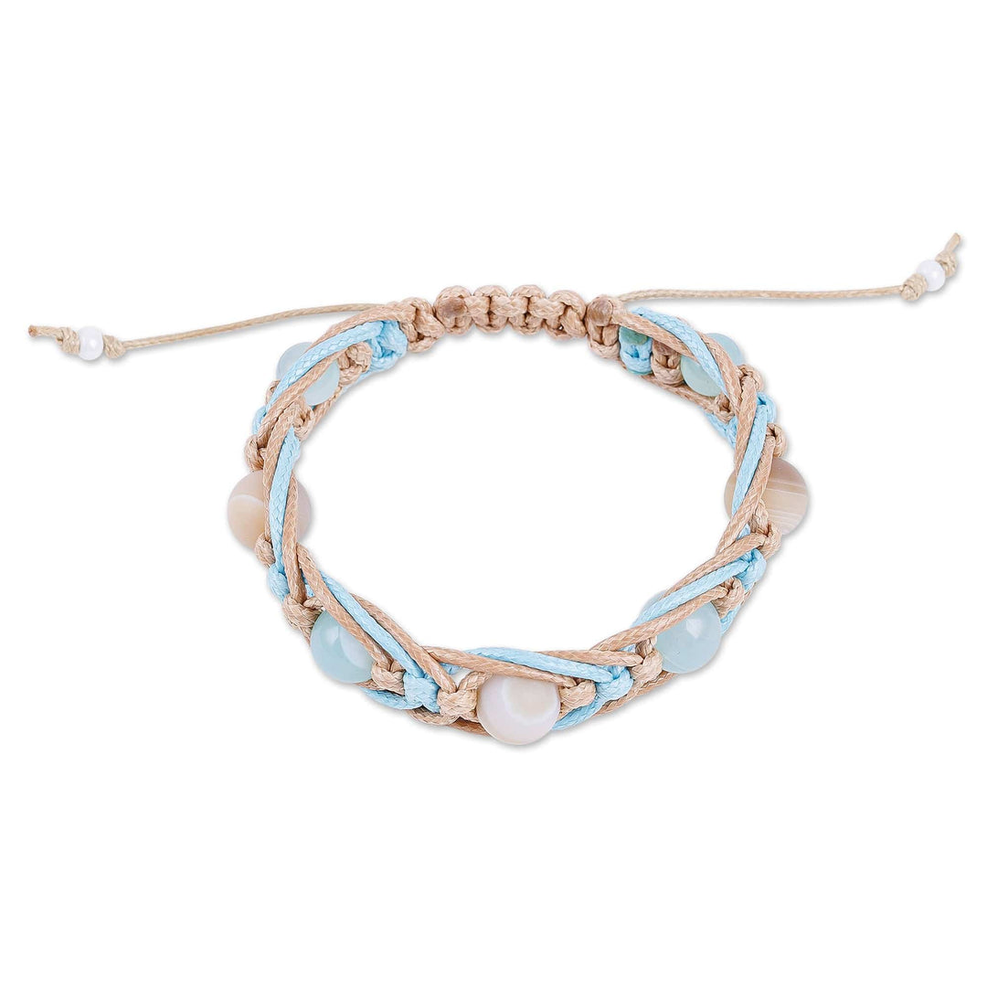 Agate & Chalcedony Beaded Macrame Shambhala Style Bracelet - Shambhala Chic