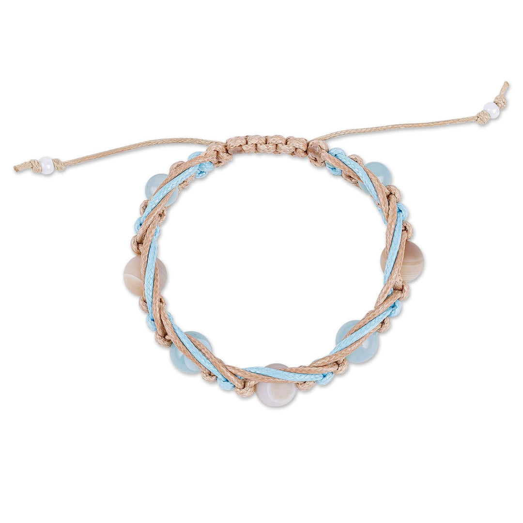 Agate & Chalcedony Beaded Macrame Shambhala Style Bracelet - Shambhala Chic