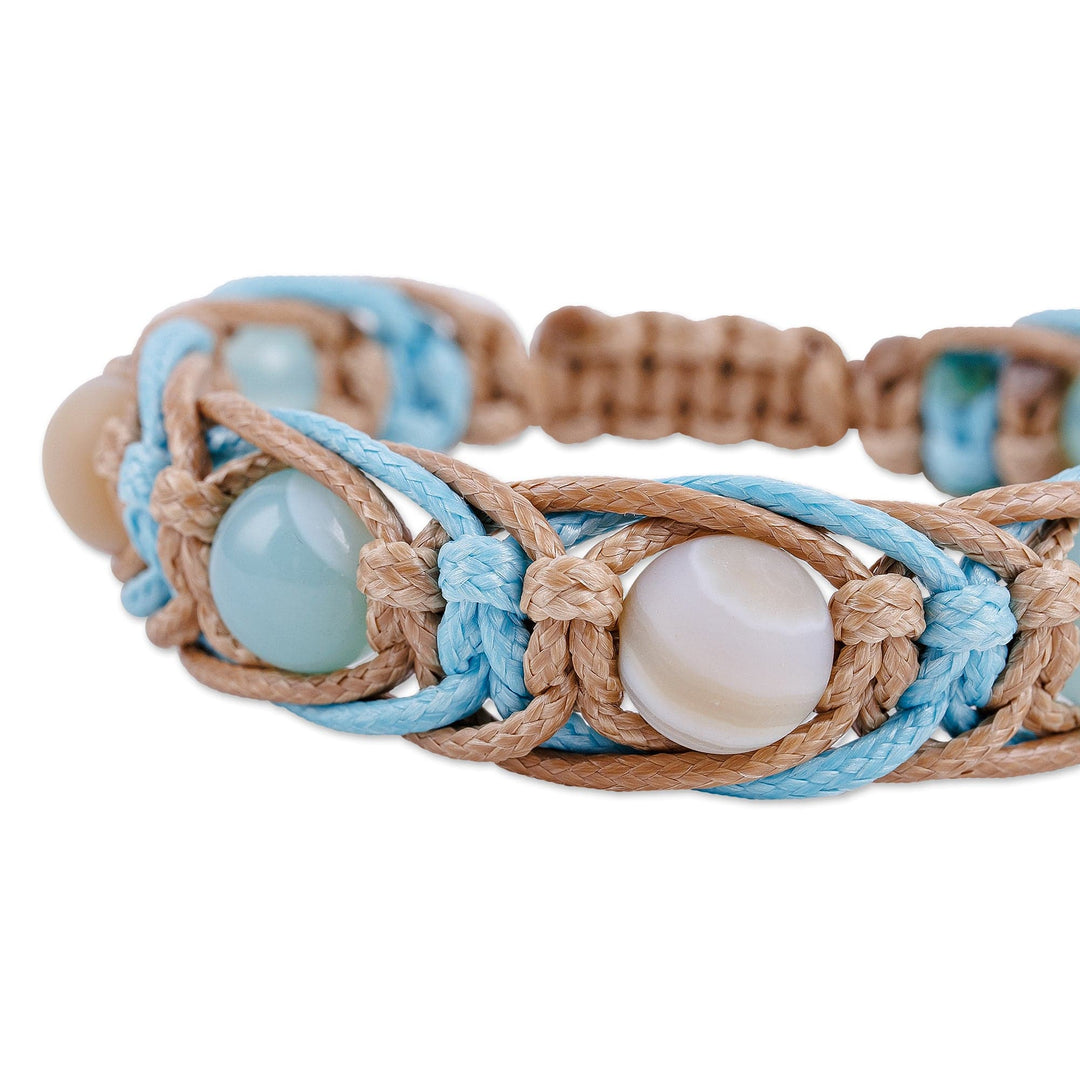 Agate & Chalcedony Beaded Macrame Shambhala Style Bracelet - Shambhala Chic