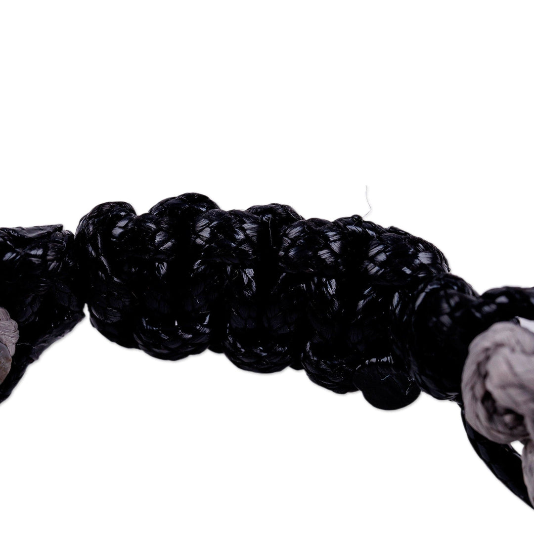 Chalcedony and Stone Beaded Macrame Shambhala-Style Bracelet - Shambhala Elegance