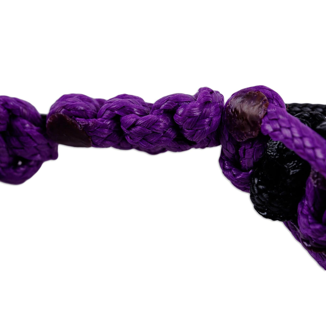 Agate and Vulcanite Stone Macrame Shambhala-Style Bracelet - Shambhala Beauty