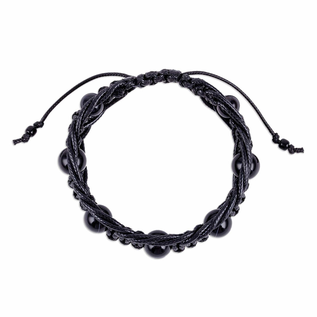 Agate Beaded Macrame Shambhala Style Bracelet in Black - Shambhala Love