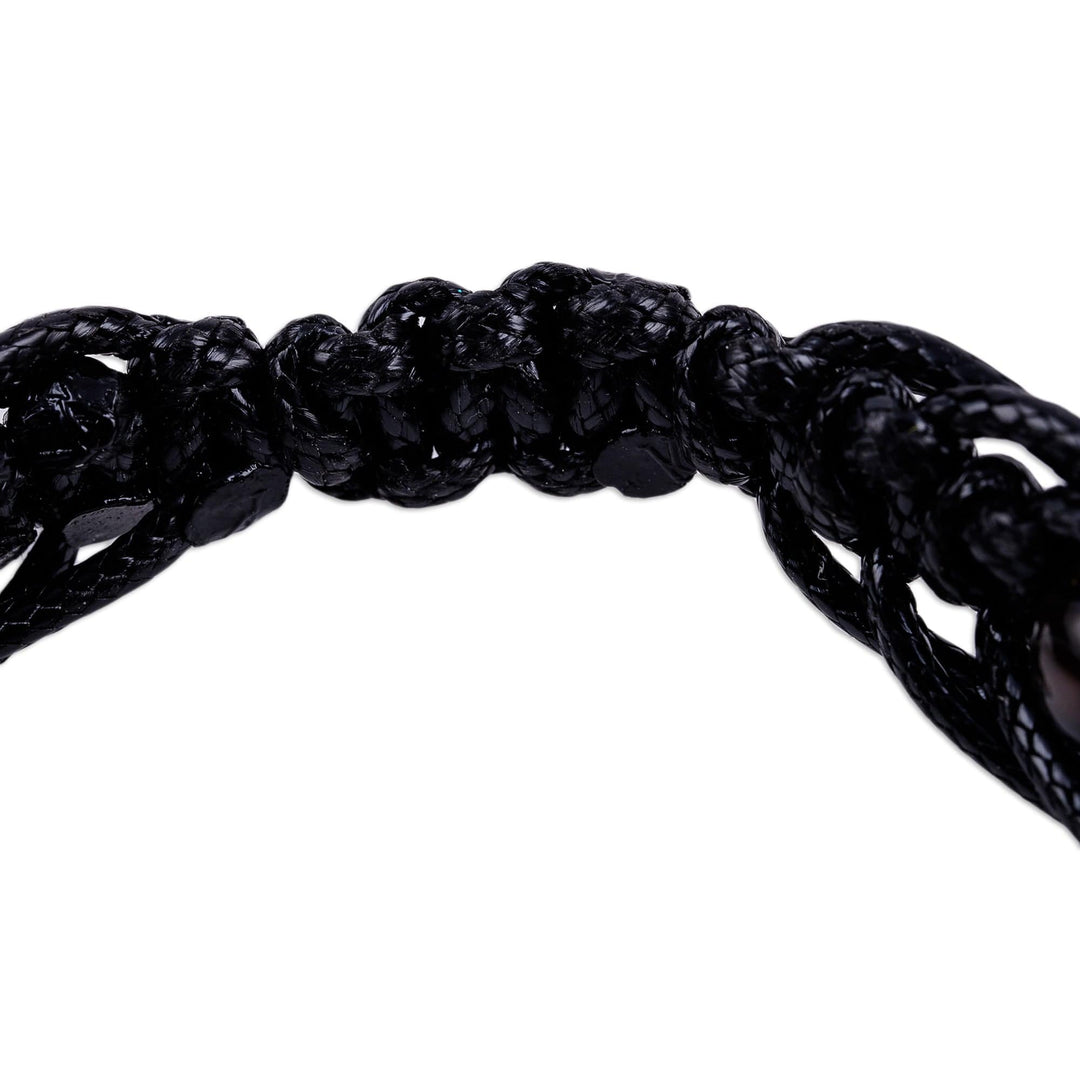 Agate Beaded Macrame Shambhala Style Bracelet in Black - Shambhala Love