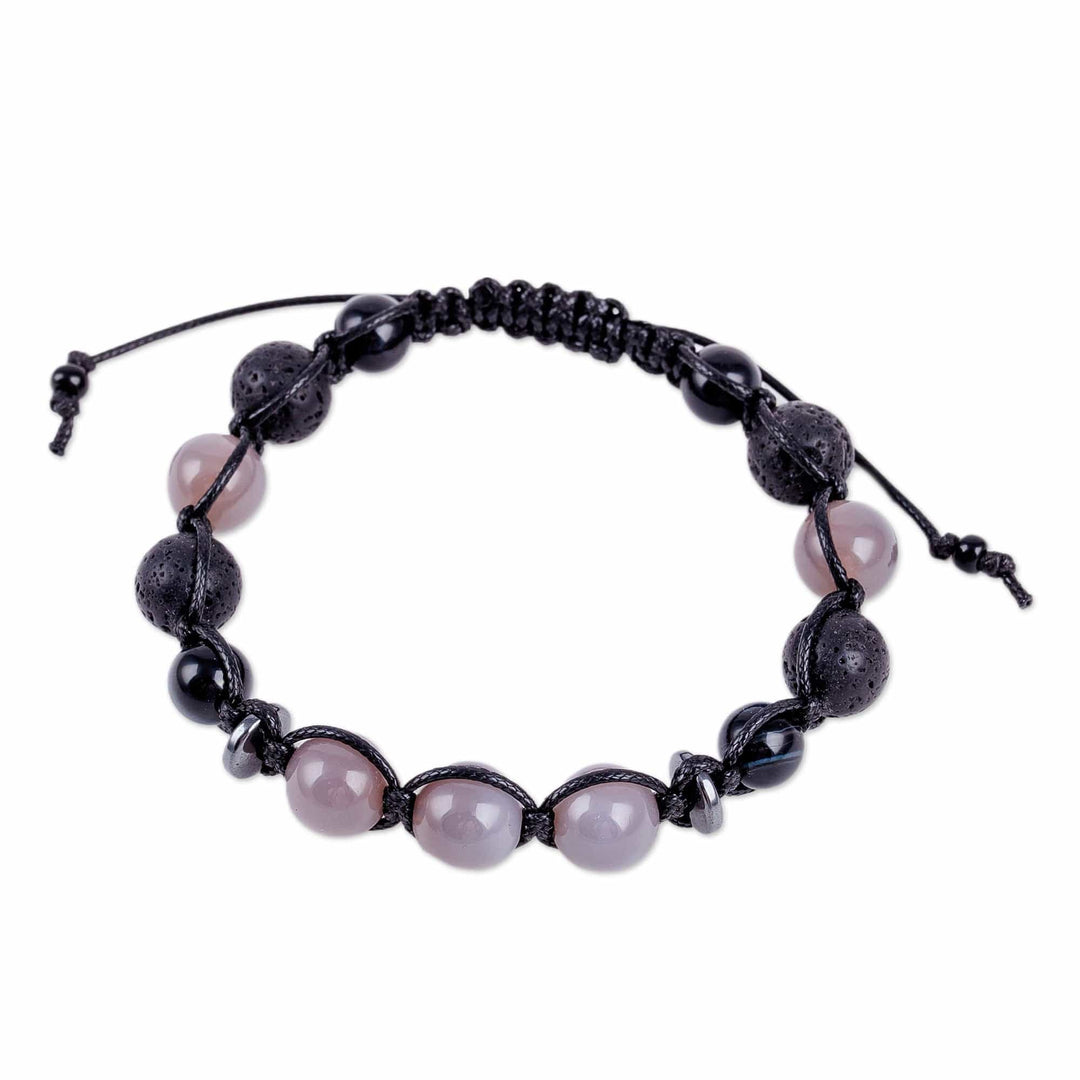 Handmade Multi-Gemstone Macrame Shambhala-Style Bracelet - Shambhala Delight