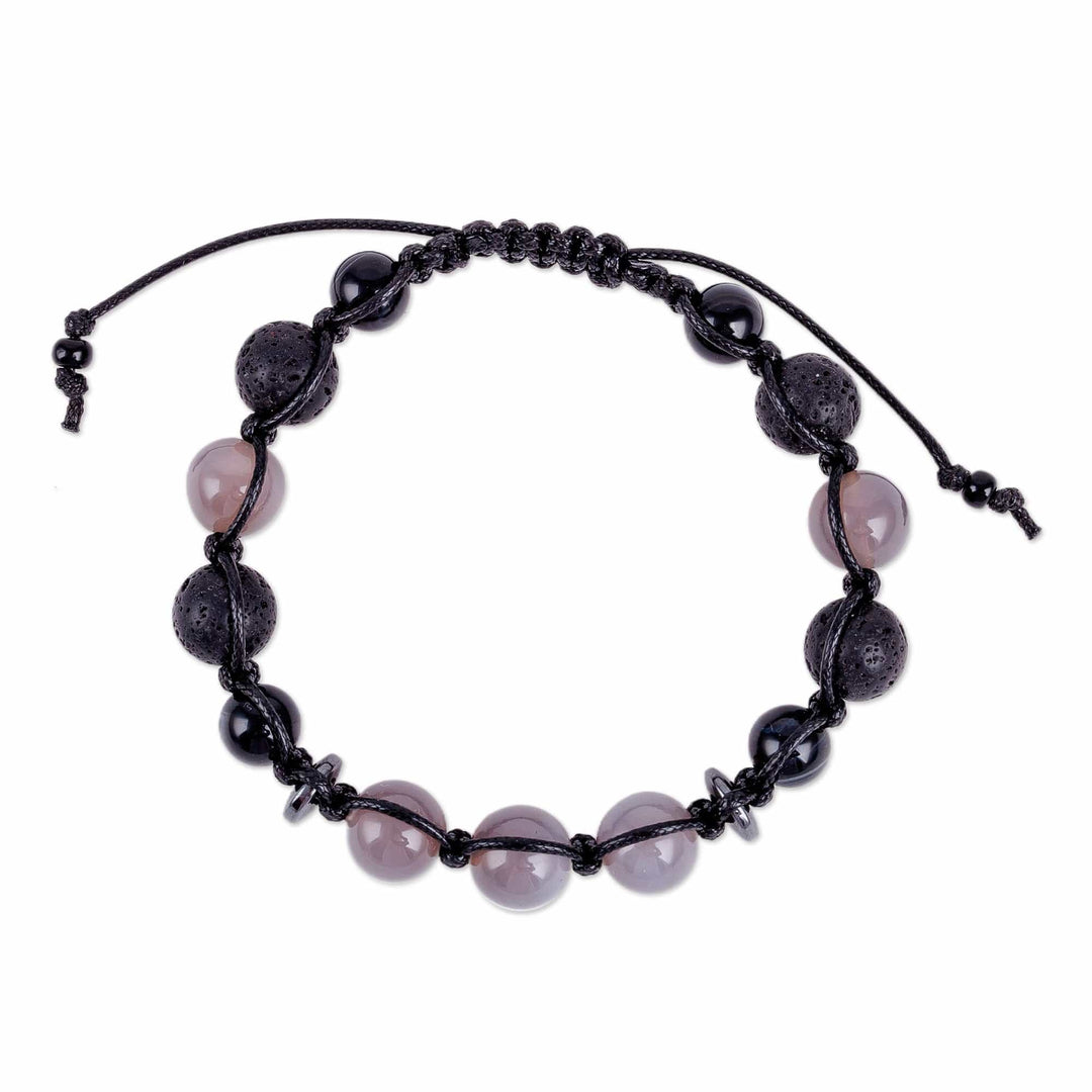 Handmade Multi-Gemstone Macrame Shambhala-Style Bracelet - Shambhala Delight