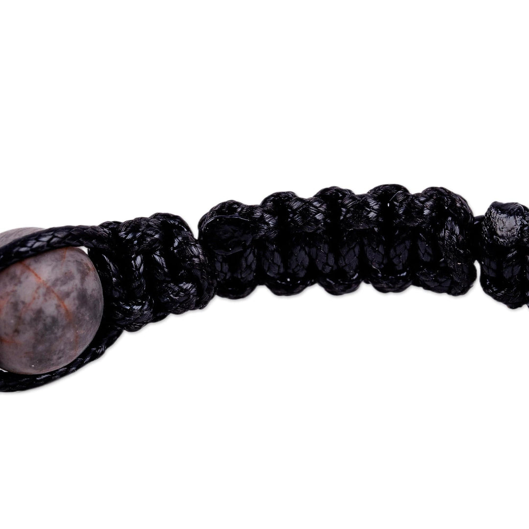 Hematite and Jasper Beaded Macrame Shambhala-Style Bracelet - Shambhala Glam