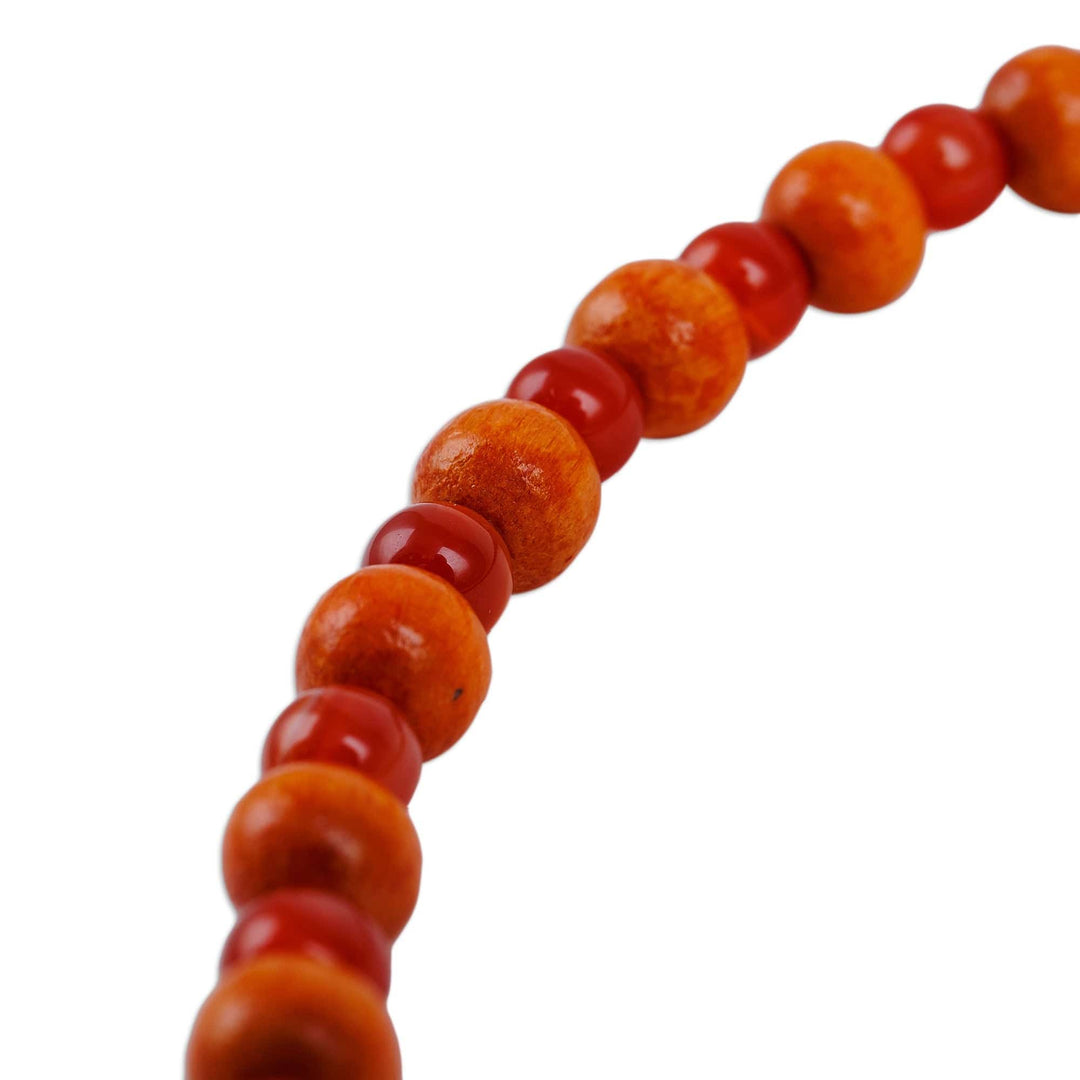 Handmade Agate Carnelian Wood Beaded Dzi Choker Necklace - Chic Nine-Eyed Dzi