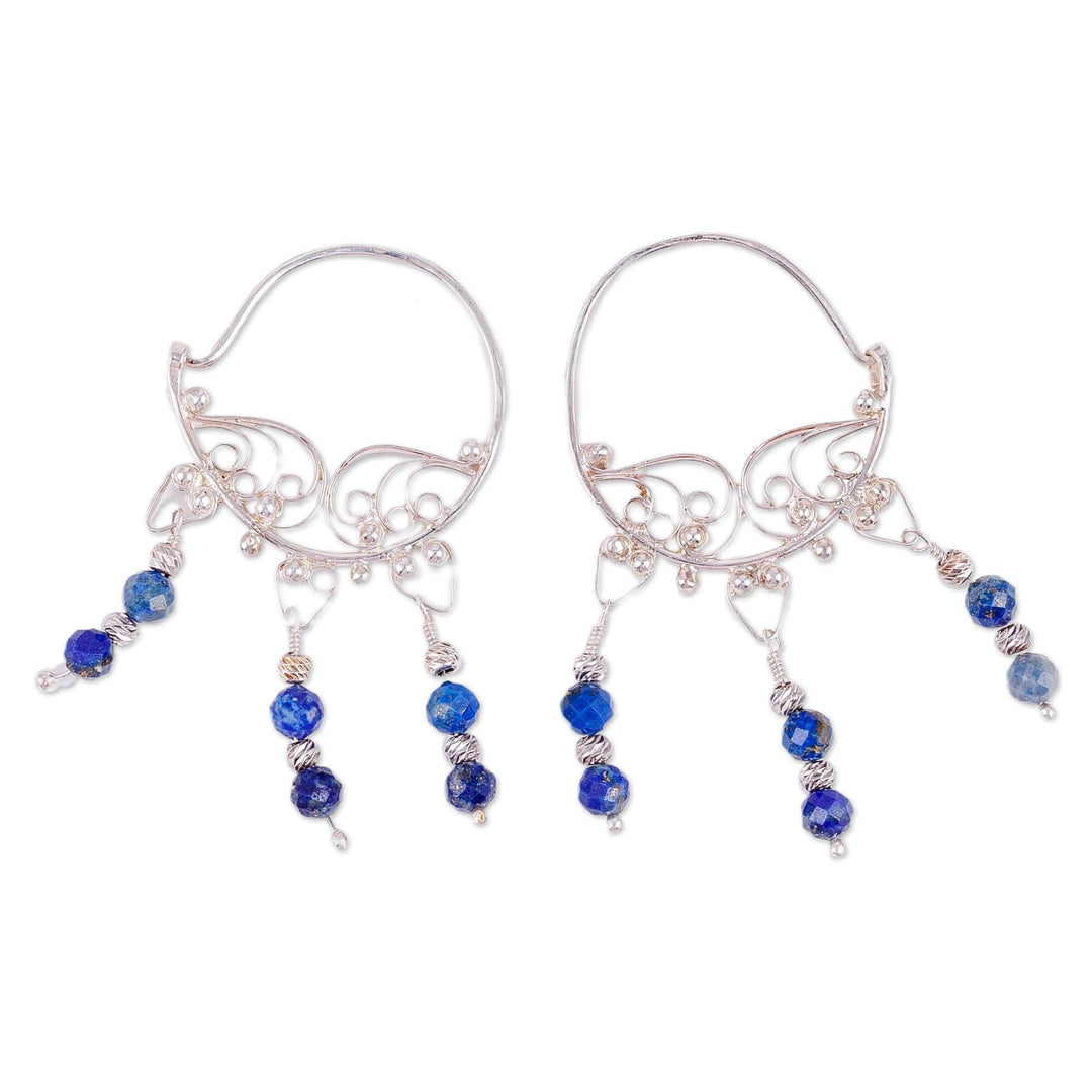 Polished Classic Lapis Lazuli Hoop Chandelier Earrings - Noble Nymph