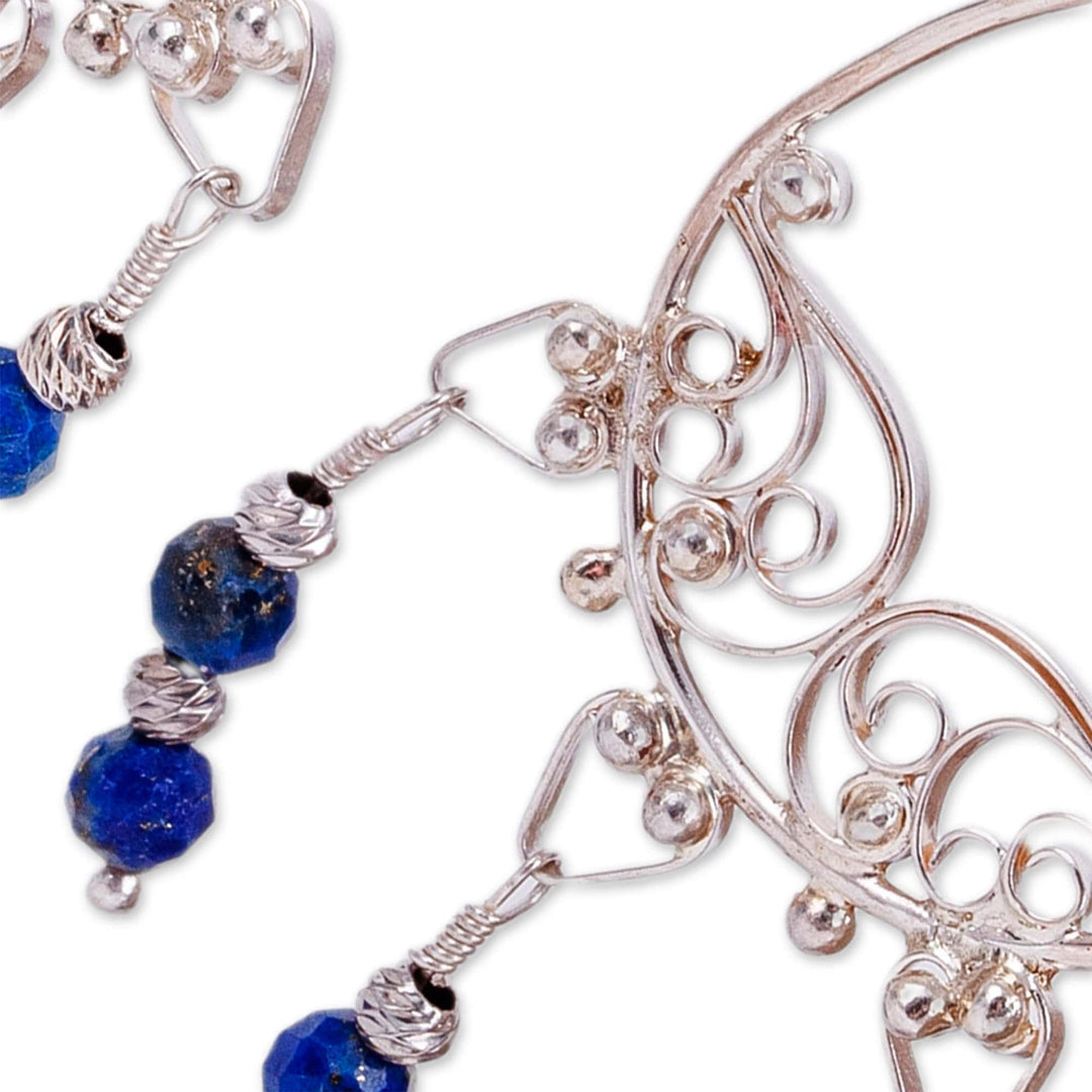 Polished Classic Lapis Lazuli Hoop Chandelier Earrings - Noble Nymph