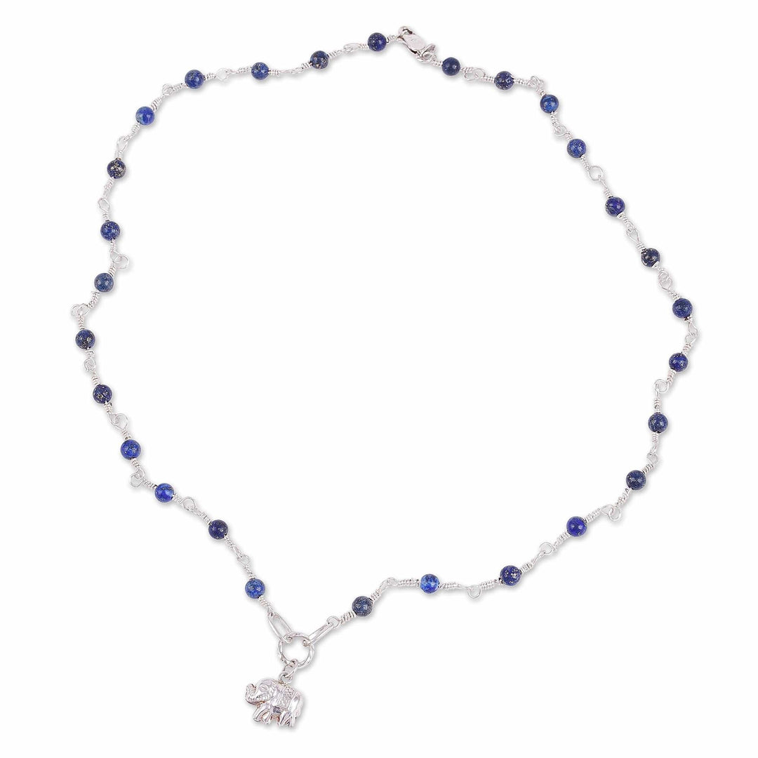 Elephant-Themed Lapis Lazuli Link Choker Pendant Necklace - The Sage Giant