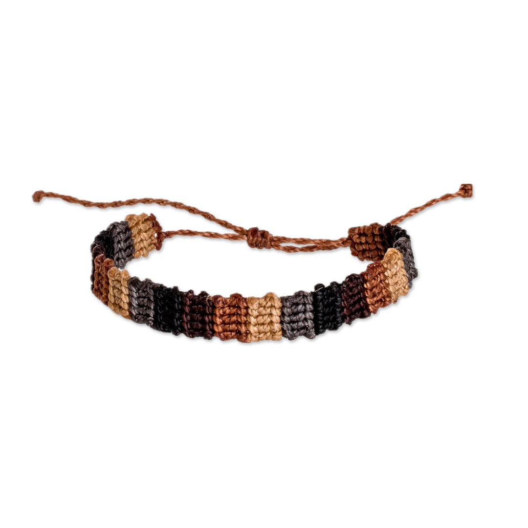 Handwoven Adjustable Earthy-Toned Macrame Wristband Bracelet - Earth Links
