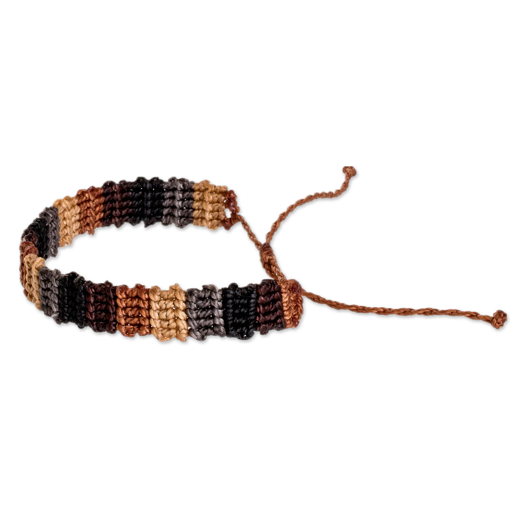 Handwoven Adjustable Earthy-Toned Macrame Wristband Bracelet - Earth Links