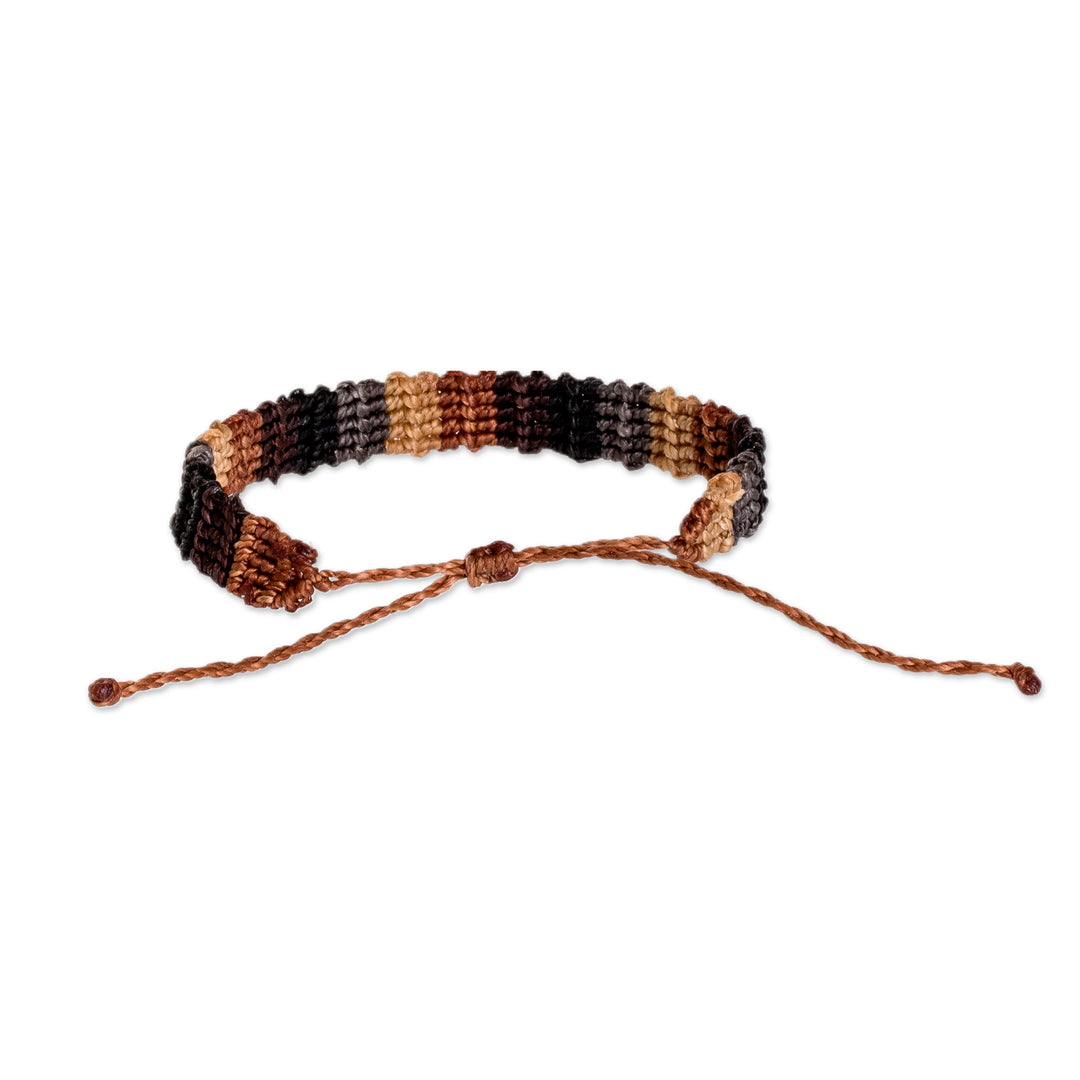 Handwoven Adjustable Earthy-Toned Macrame Wristband Bracelet - Earth Links