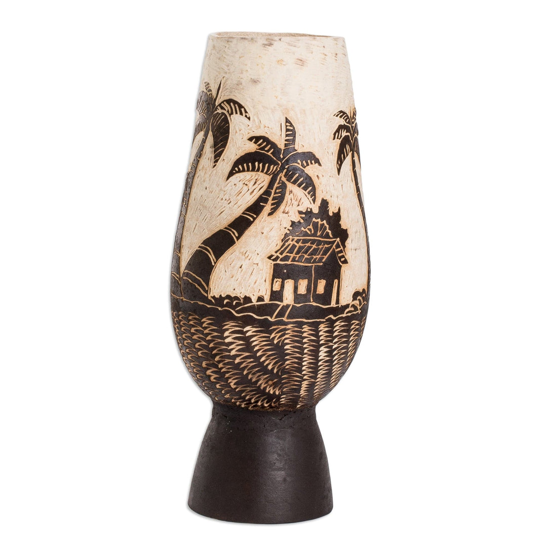 Handcrafted Dried Gourd Caribbean Town Decorative Accent - Caribbean Landscape