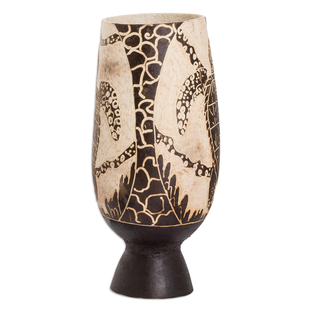 Sea Turtle-Themed Handcrafted Dried Gourd Decorative Accent - Caribbean Turtle